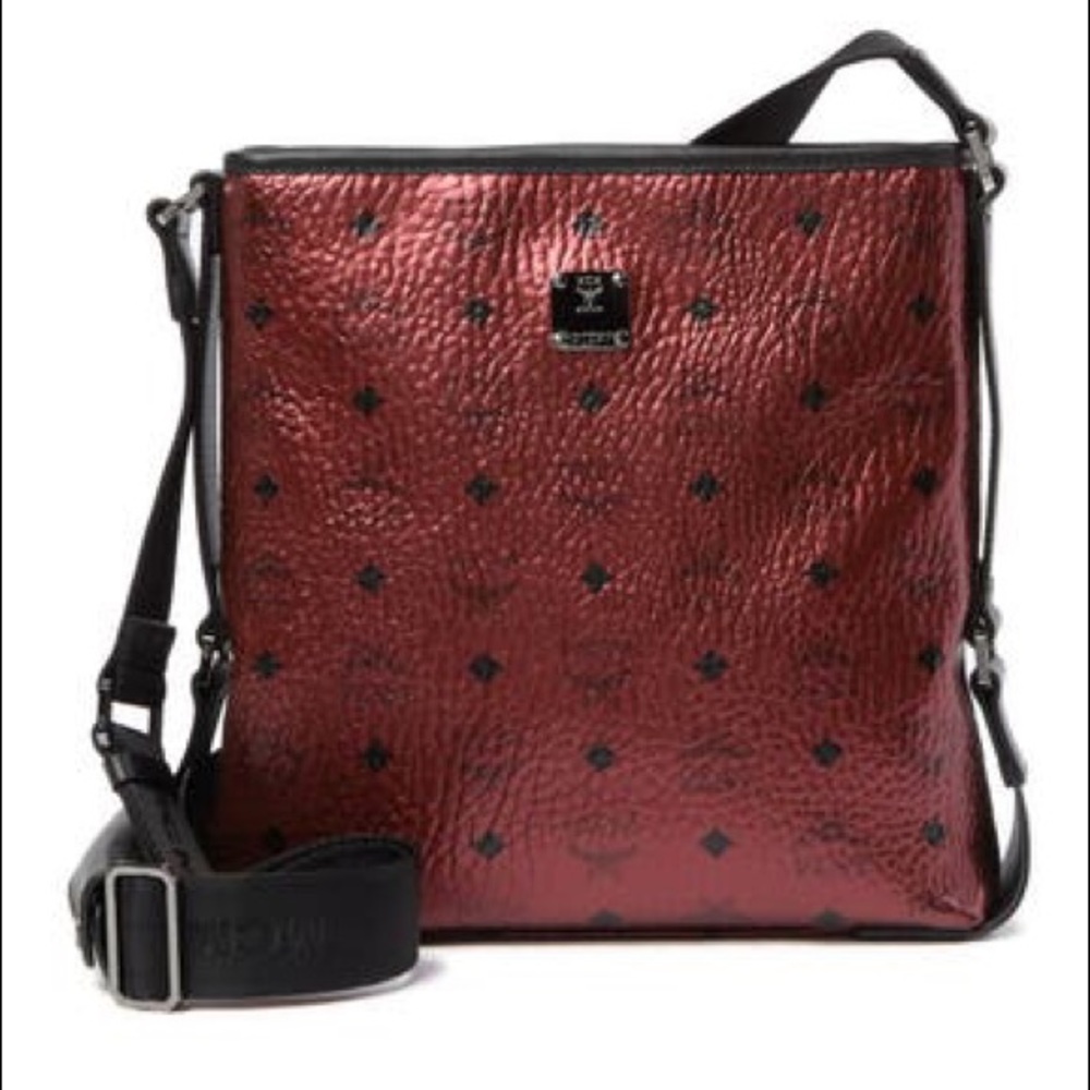 MCM Metallic Scooter Red Messenger Bag